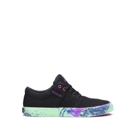 Kids Supra Low Top Shoes STACKS II VULC Black/neon Acid | AU-98875